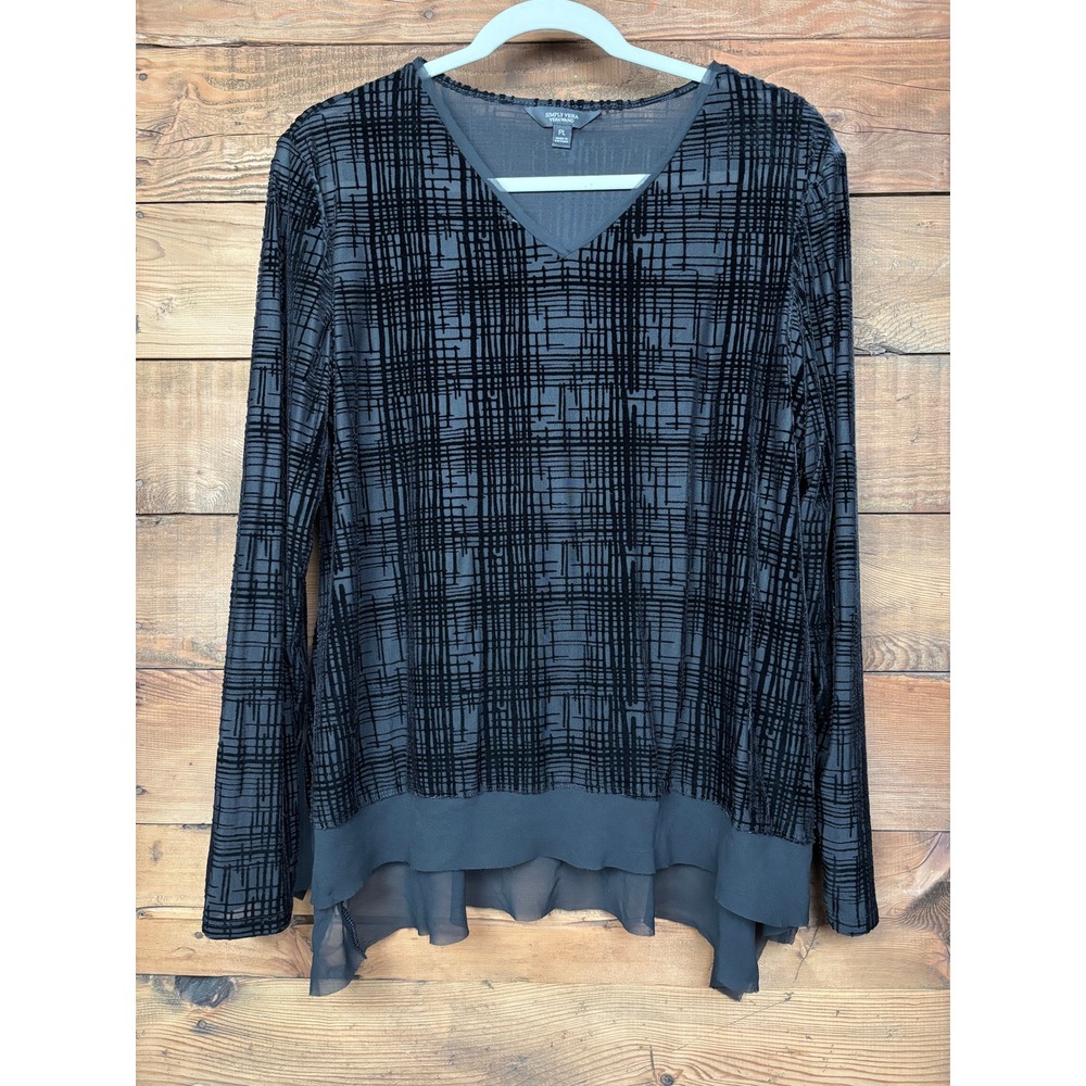 Simply Vera Vera Wang Women's Petite Large Burnout Velvet V Neck Tunic Top